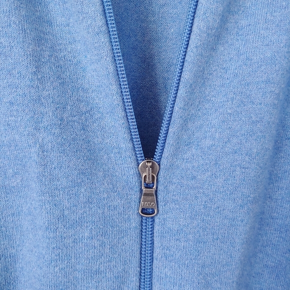 Polo Ralph Lauren Full Zip Cotton Sweater Size Large Blue - Picture 10 of 15